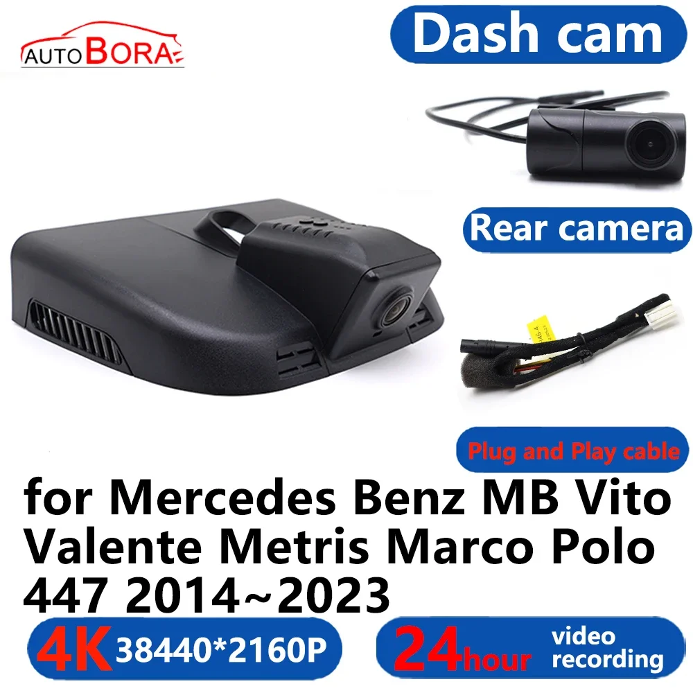 

AutoBora 4K Wifi 3840*2160 Car DVR Dash Cam Camera 24H Video for Mercedes Benz MB Vito Valente Metris Marco Polo 447 2014~2023