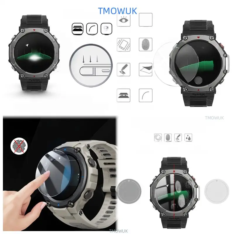 

For Amazfit T-Rex3Pro TRex 3Pro Tempered Glass Screen Protector, HD Clear 9H Anti-Scratch, Bubble-Free Easy Install Watch Access