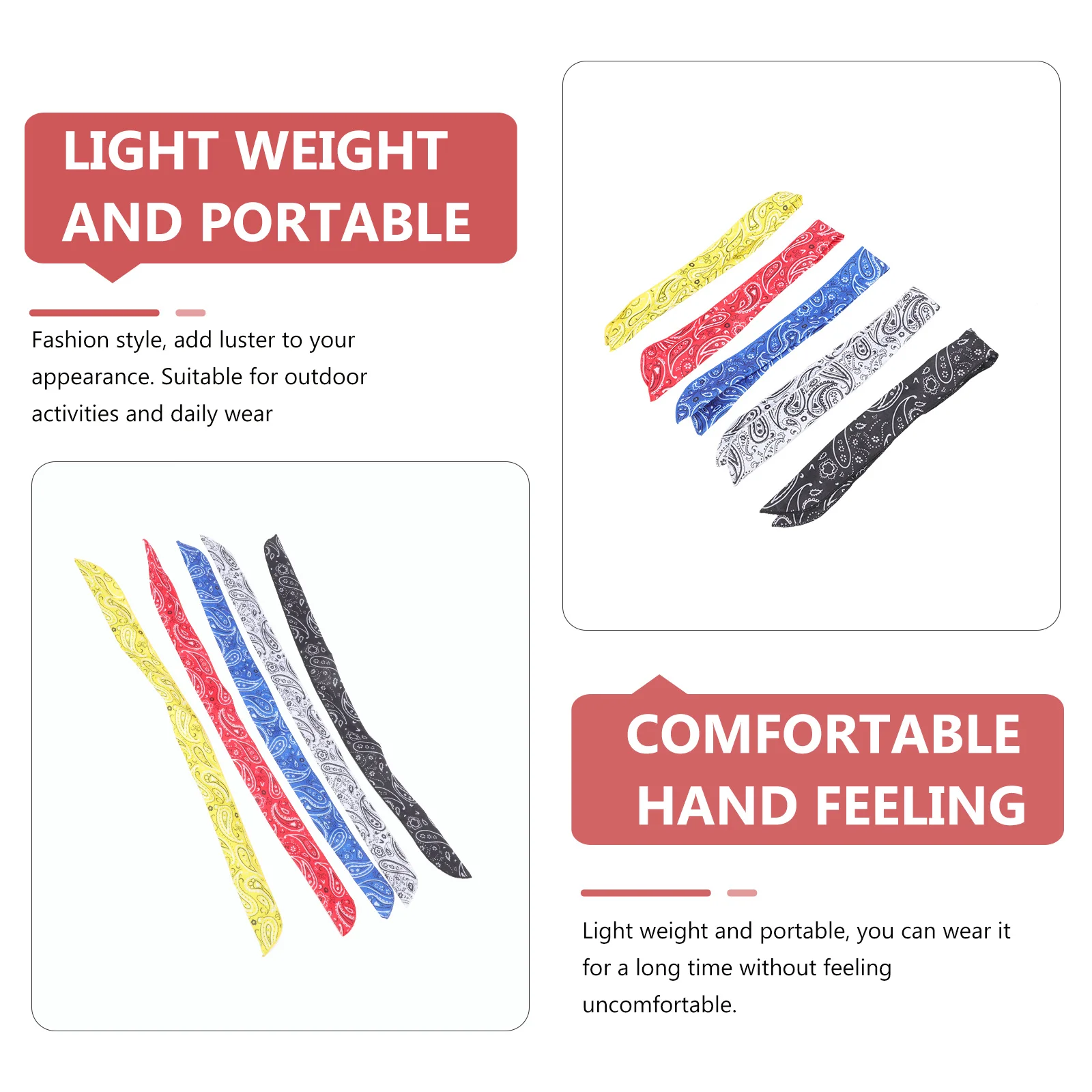 

5Pcs Wire Bunny Ears Headbands Stylish Paisley Printed Wire Hairbands Creative Party Photo Props Women Paisley Headband