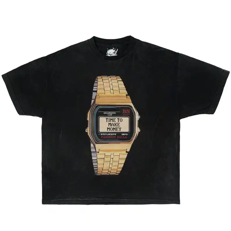 Time To Make Money Garment-Dyed Boxy Tee Black Shirt Opium, y2k, fashion, streetwear, unisex, men, women, cotton, crew neck, y2k