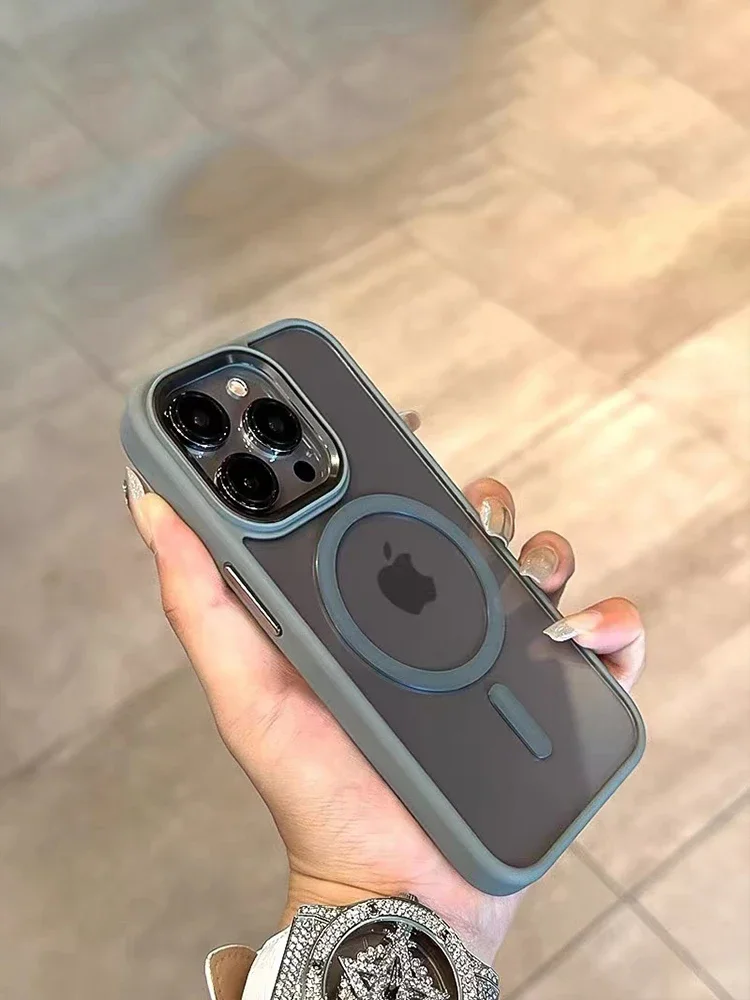 Luxury Clear  Armor For Magsafe Wireless Charging Case for iPhone 15 14 Plus 13 12 11 Pro Max Shockproof Bumper Cover Magnetic