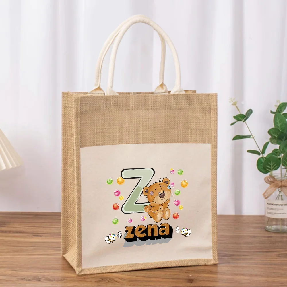 Personalized Customization Name Shopping Bag Fashion Durable Handbag Outdoor Portable Storage Bag Cartoon Pattern