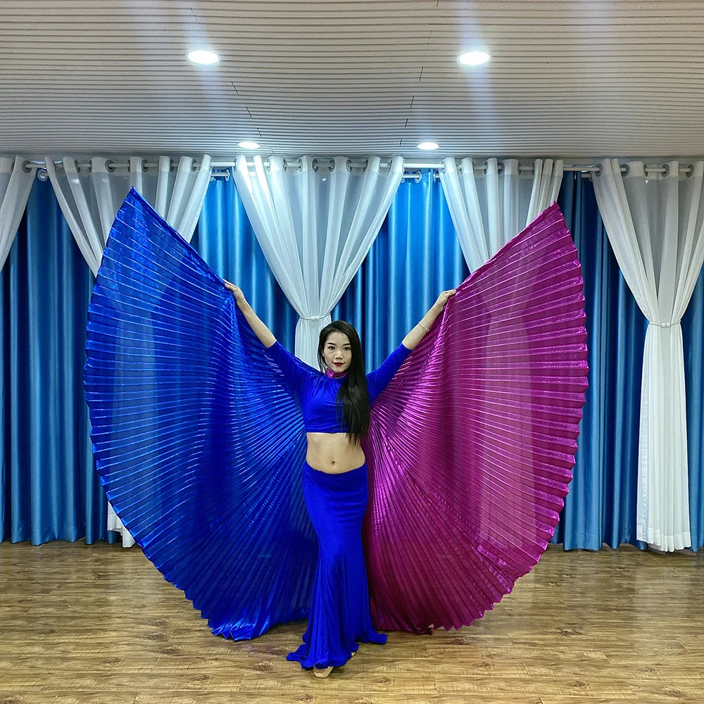 

Adult Two-Tone Belly Dance Wings Stage Costume Props Rose Red Sapphire Blue Lake Blue Indian Dance Large Version