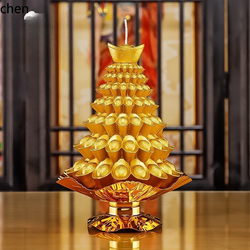 Cz1 yuanbao candle - home decor, wealth attracting, wish fulfilling, ever-burning ornament, outdoor buddha offering