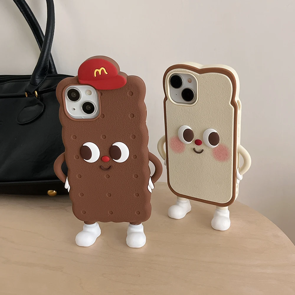 Kawaii 3D Japan Ins Chocolate Toast Cookies Weiche Silikon Handyhülle Stoßfeste Abdeckung für iPhone 16 15 14 13 12 Pro Max – Detail 4