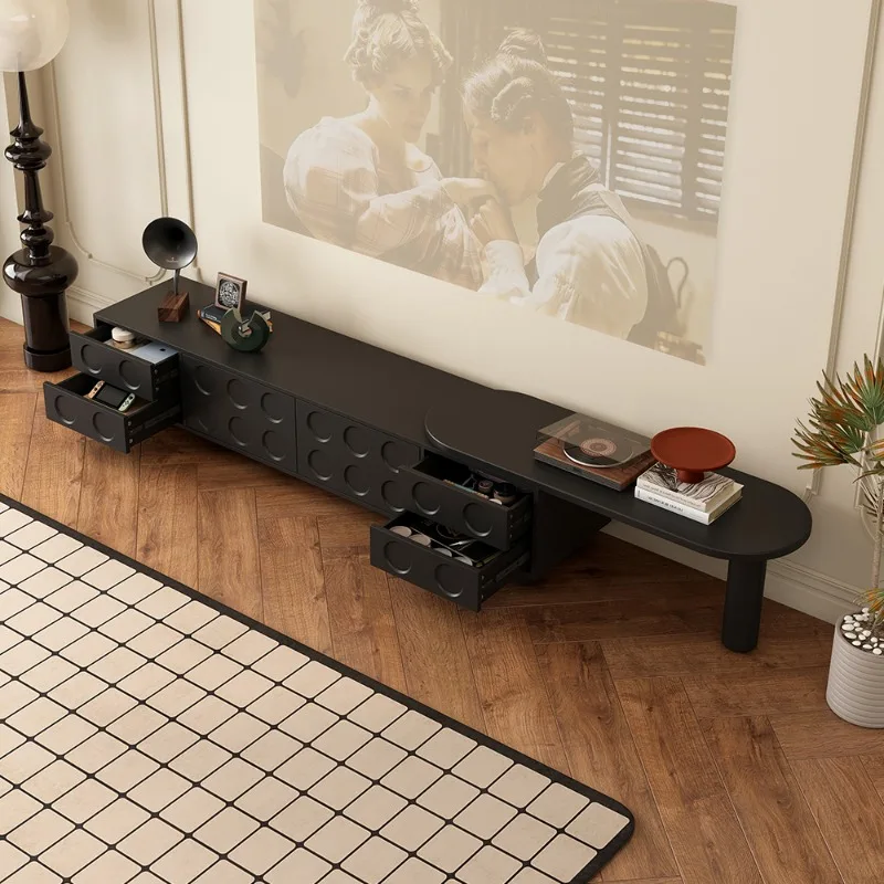 Armário de tv preto minimalista, extensível, nórdico, sala de estar, apartamento, armazenamento moderno, szafka pod, móveis de telewizor