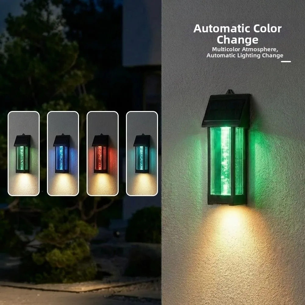 Waterproof Solar Wall Light Ultra Bright Colorful Light Motion Sensor Wall Lamp Intelligent Sensing Multifunctional
