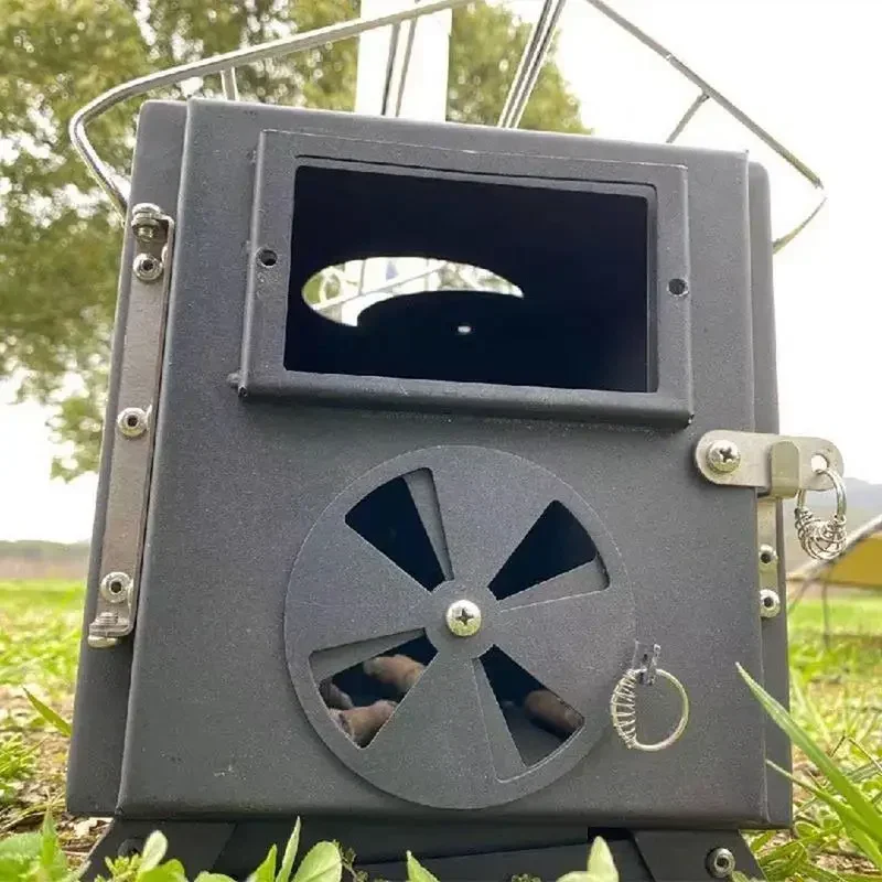 キャンプ用折りたたみ薪ストーブ、ポータブル薪ストーブ、炭素鋼燃焼、ピクニック、バーベキュー