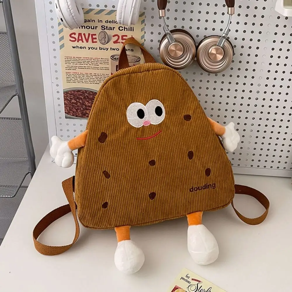 Corduroy Biscuit Backpack Biscuit Design Cookie Design Cookie Shoulders Bag Similation Food Kawai Plush Biscuit Bag Couple