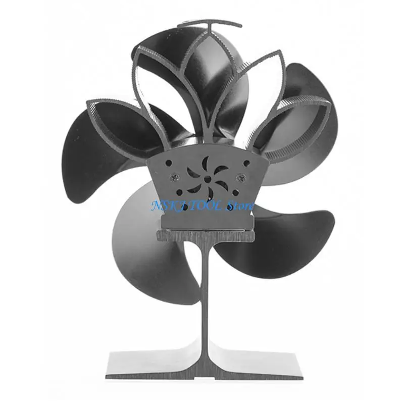 L8RC 122 درجة فهرنهايت مروحة موقد ذات 5 شفرات تبدأ بالخشب الصامت الذي يعمل بالحرارة وهادئ ومنخفض الصيانة #2