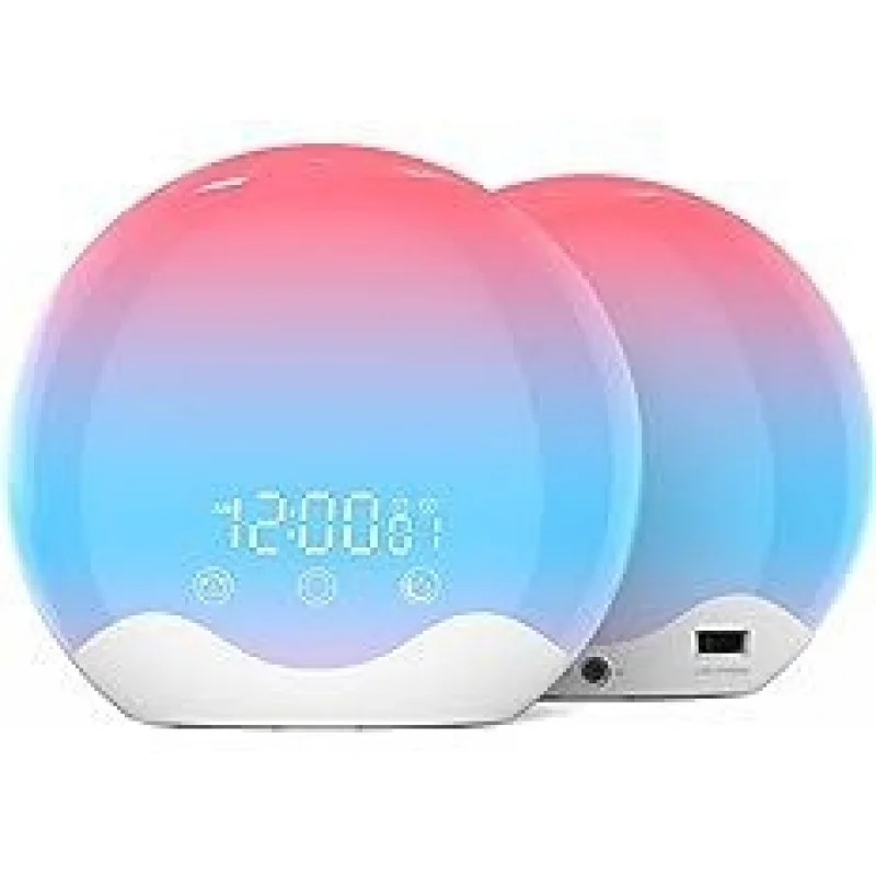 Simulated sunrise and sunset wake-up light, shell-shaped double-sided colorful ambient night lightLEDElectronic time alarm clock