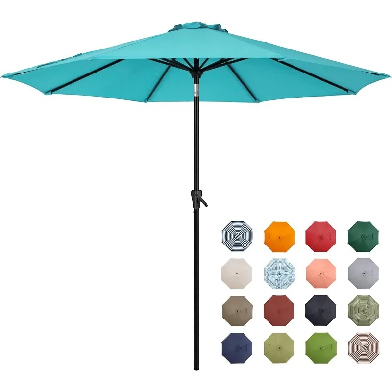 Patio Market Outdoor Table Umbrella with Push Button Tilt and Crank,Large Sun Umbrella with Sturdy Pole&Fade resistant canopy