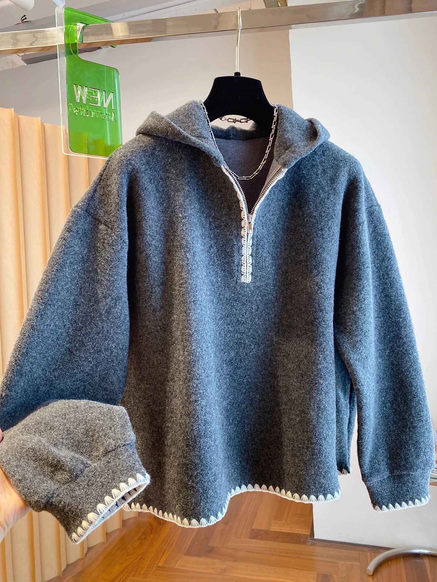 

Large Size 300 Pou Plaid Wool Hoodie Sweatirt Men's Thiened Loose f Zipper Autumn Winter Faionable Streetwear