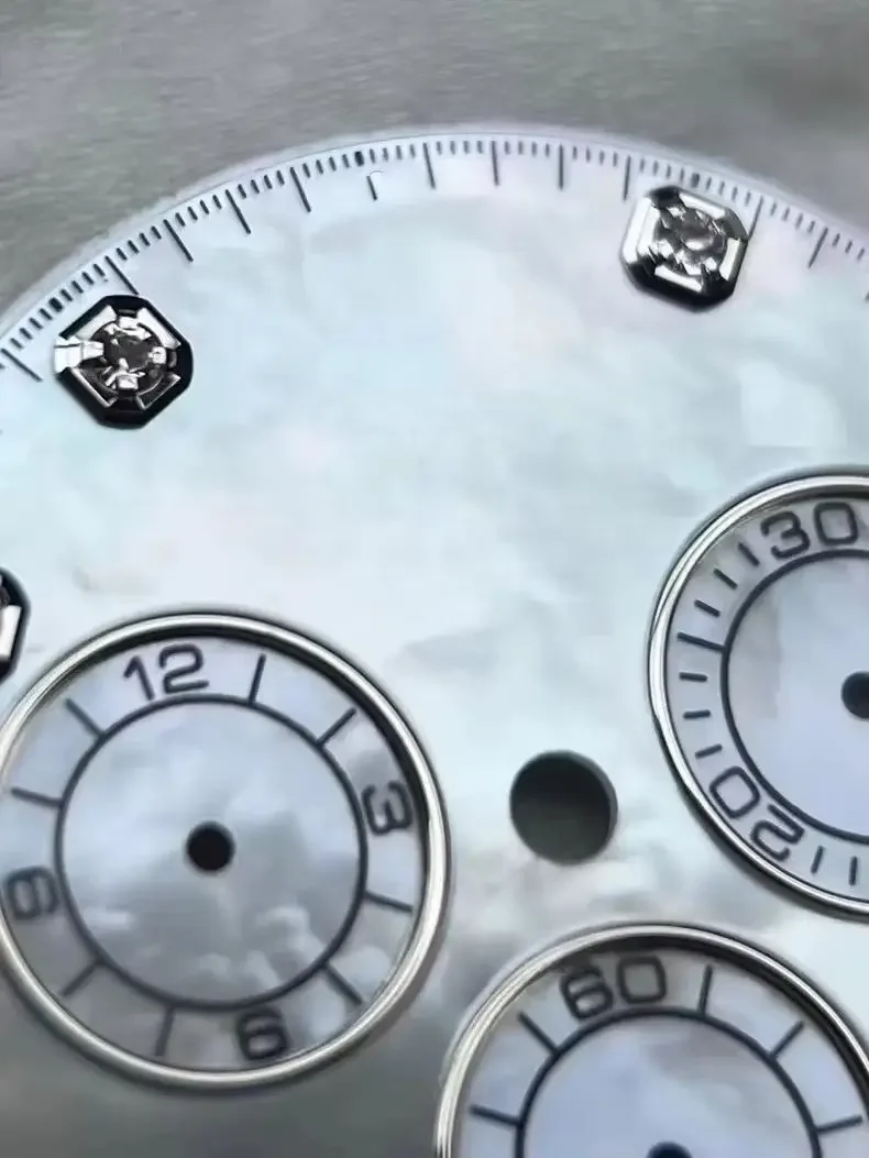 Alternative RX Dtna diamond encrusted shell watch dial compatible with 4130 movement