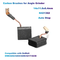 2/4Pcs Carbon Brushes for Angle Grinder(14x11.8x6.4mm) N421362 Auto Stop Compatible with DeWalt DWE4202/4204/4206/4217/4238