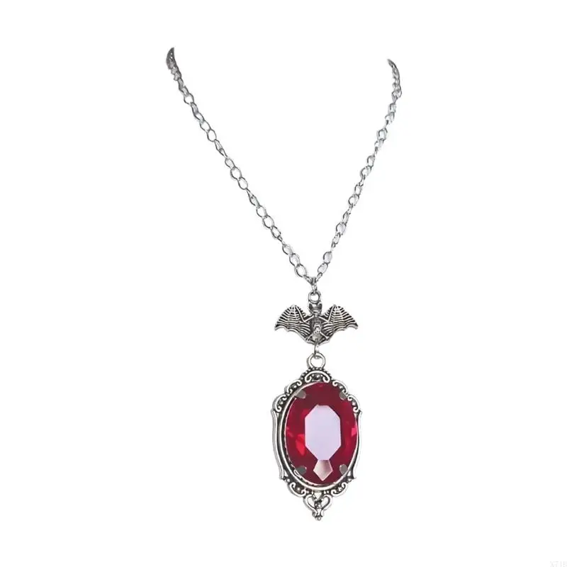  Gothic Pendant Necklace Alloy Bat Statement Jewelry With Ornate Oval Pendant and Chain Detail for Parties and Daily Styling