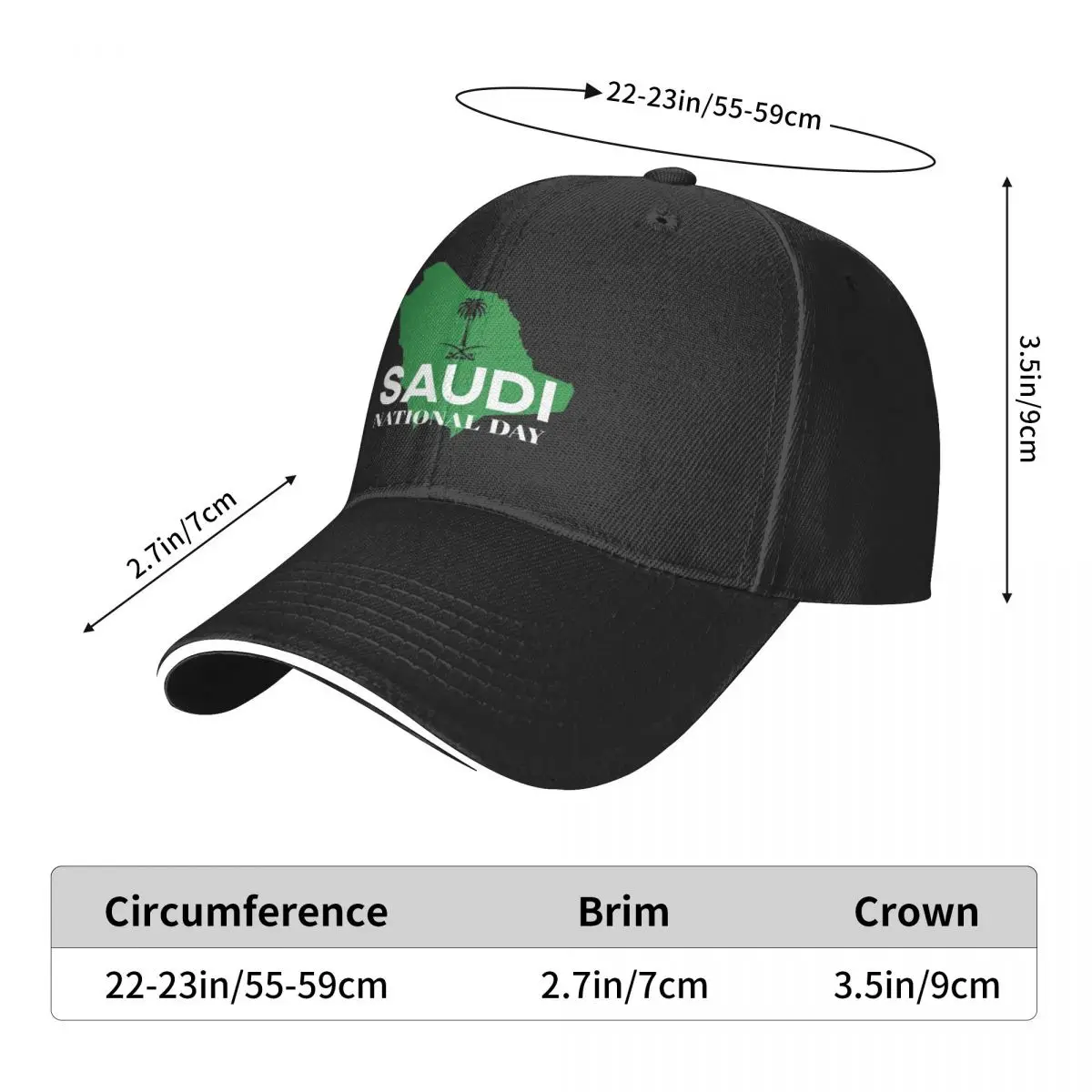 Topi bisbol Hari Nasional Saudi uniseks, topi santai liburan lucu luar ruangan semua musim perjalanan dapat disesuaikan