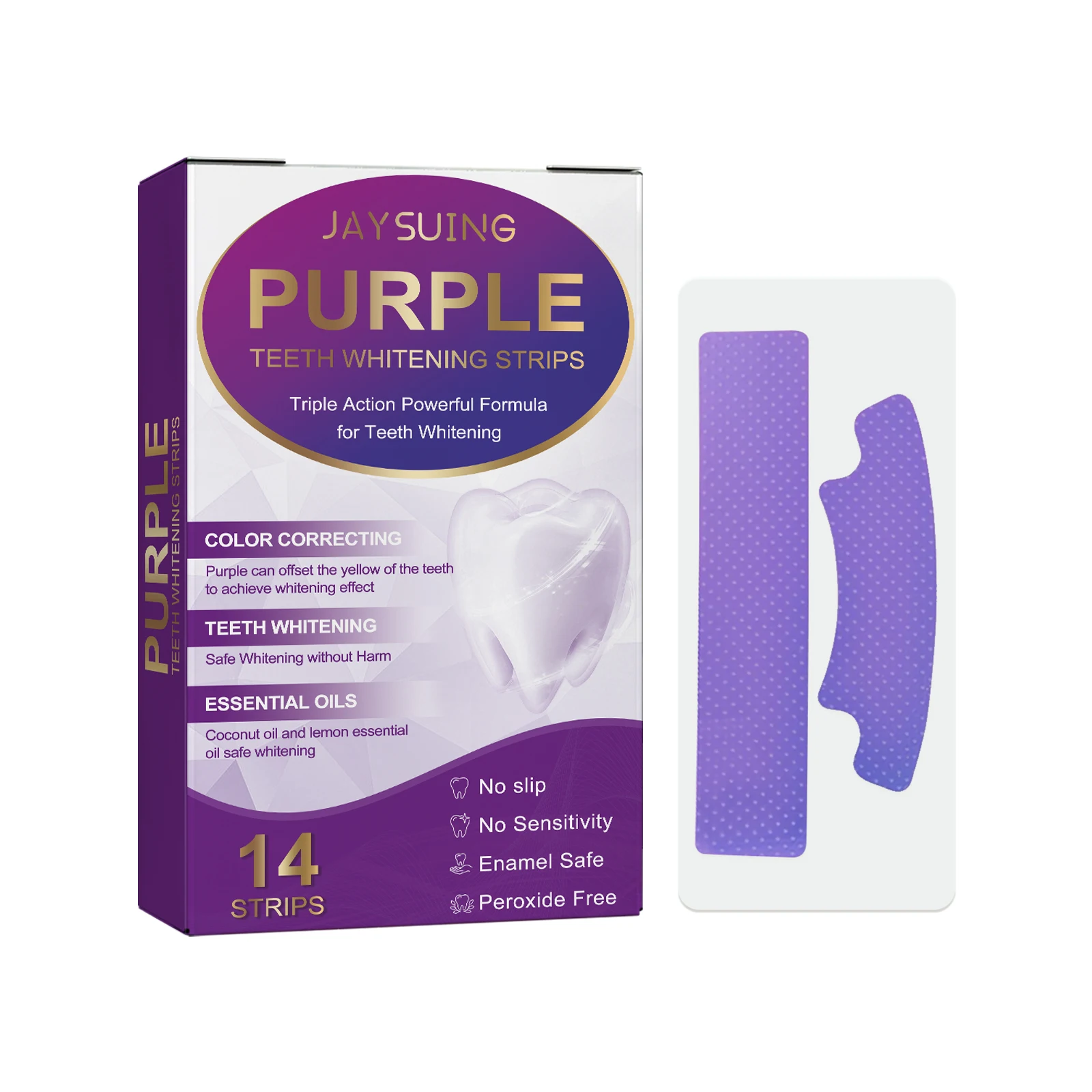 Teeth Whitening Strips Brightening Clean Sensitive Teeth Remove Plaque Stains Protect Enamel Oral Health Purple Dental Patches
