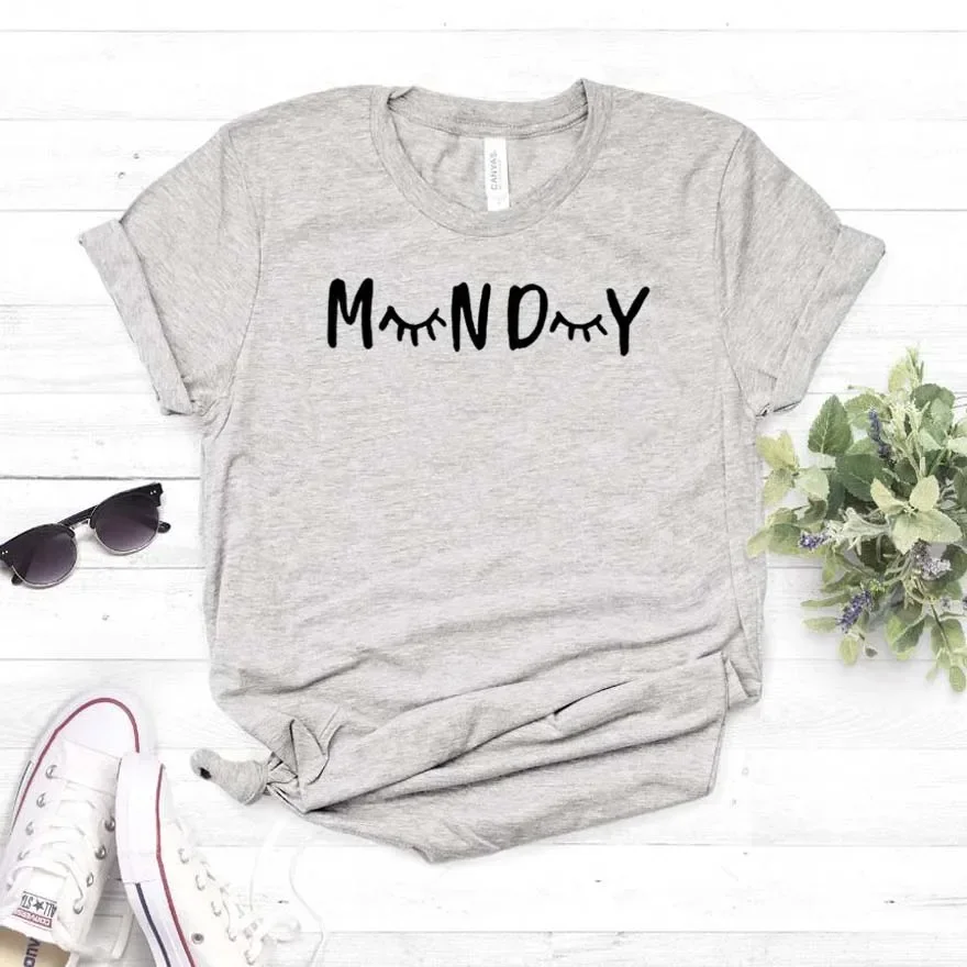 MONDAY eyelash Print Women tshirt Cotton Hipster Funny Gift Lady Yong Girl Top Tee New Summer Casual t shirts y2k clothes