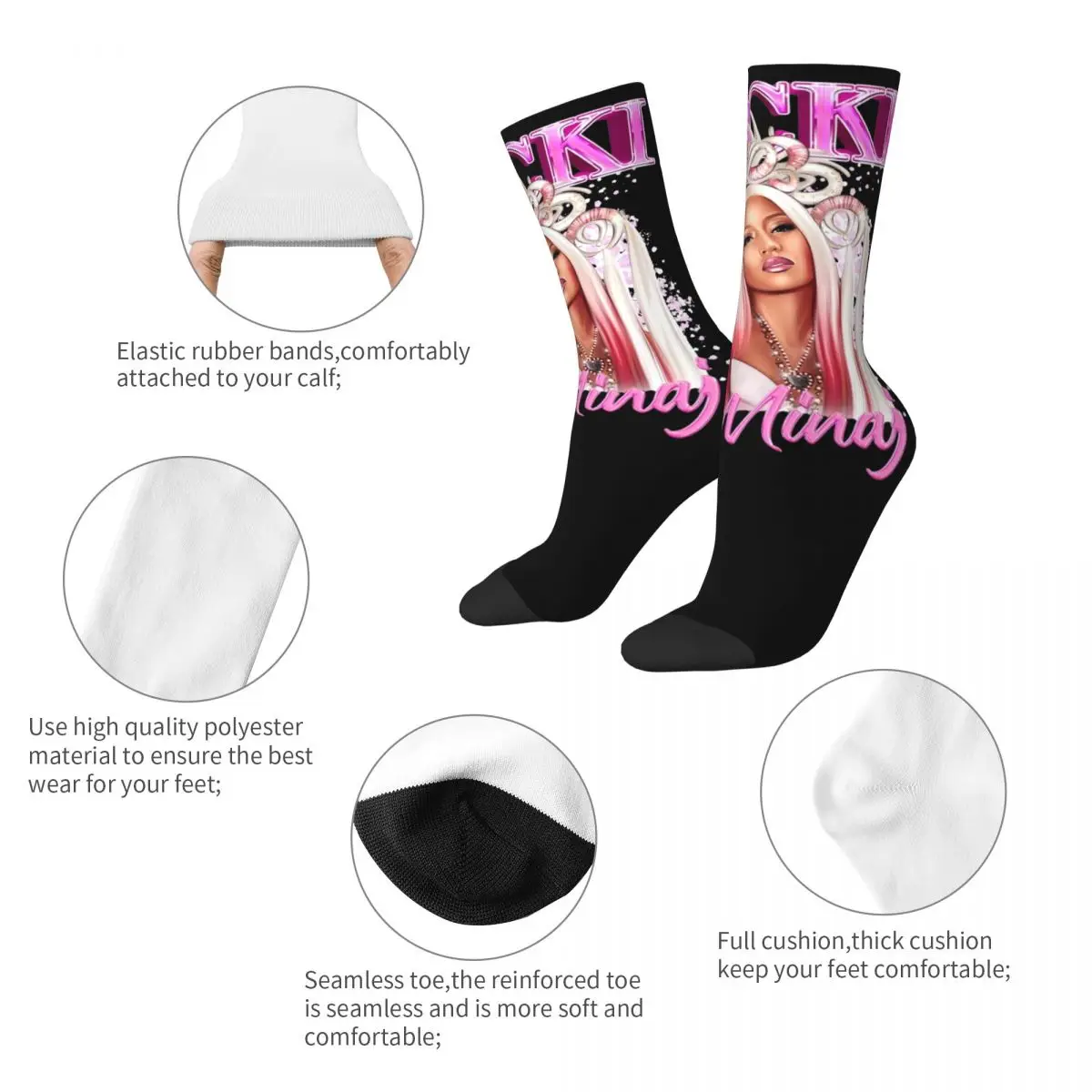 Nicki Minaj Queen Of Rap Socks Men Women Fashion Rapper Singer Music Socks Harajuku Spring Summer Autumn Winter Socks Gifts