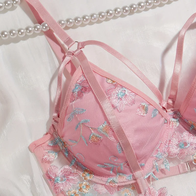 

Свежий стиль девушки, сексуальное милое нижнее белье, бюстгальтер, новый бюстгальтер с цветочной вышивкой и полыми рыбьими косточками для взрослых 18+ xxx, эротическое порно