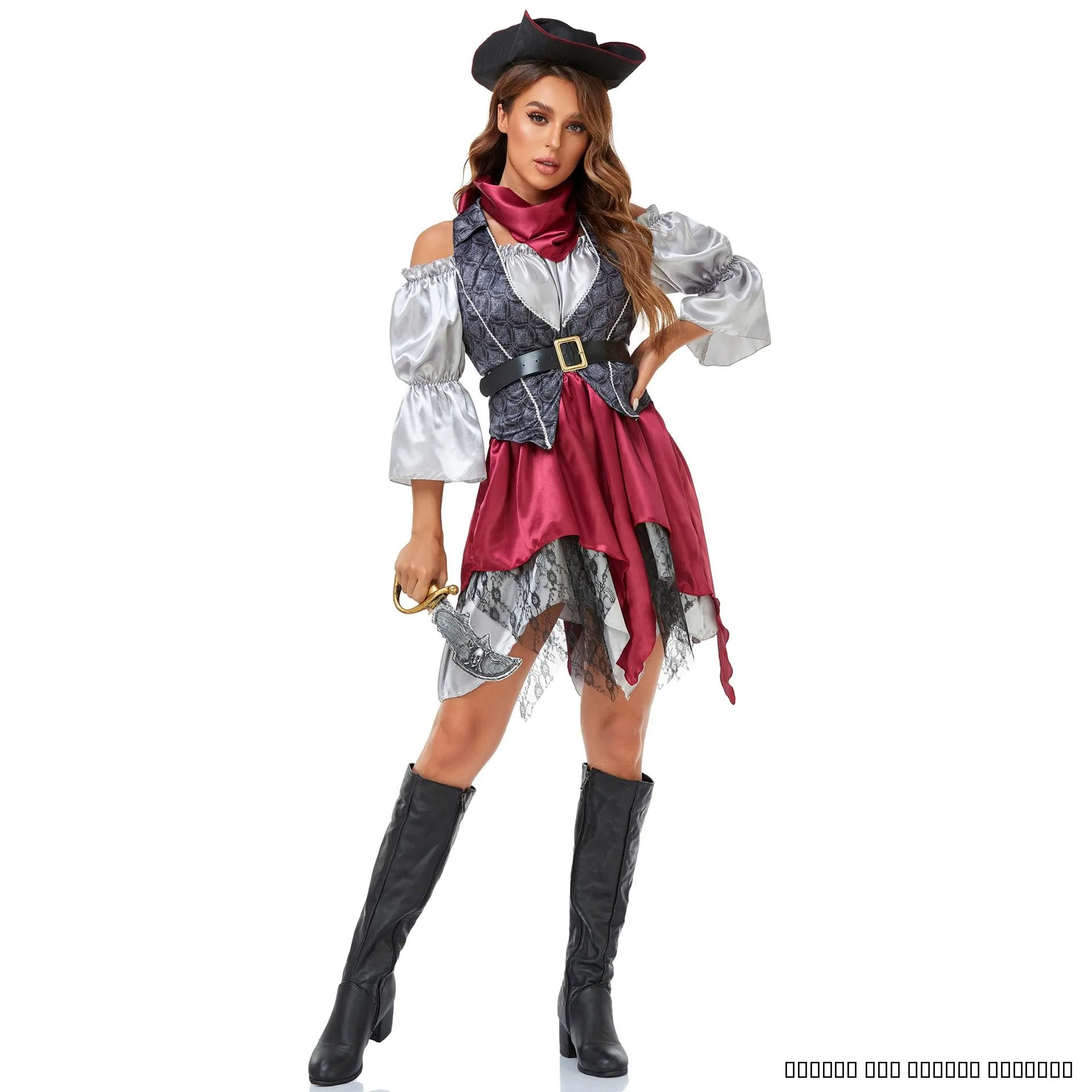 

Ретро-костюм пиратки, костюм для ролевых игр в стиле Карибского моря, сценический костюм для выступлений, костюм на Хэллоуин, женская модная тенденция