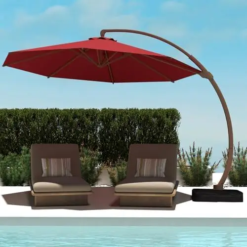 11FT-Cantilever-Patio-Umbrella-with-Base-Included | 360° Rotation & Tilting | Large Round Offset Outdoor Umbrellas | 8
