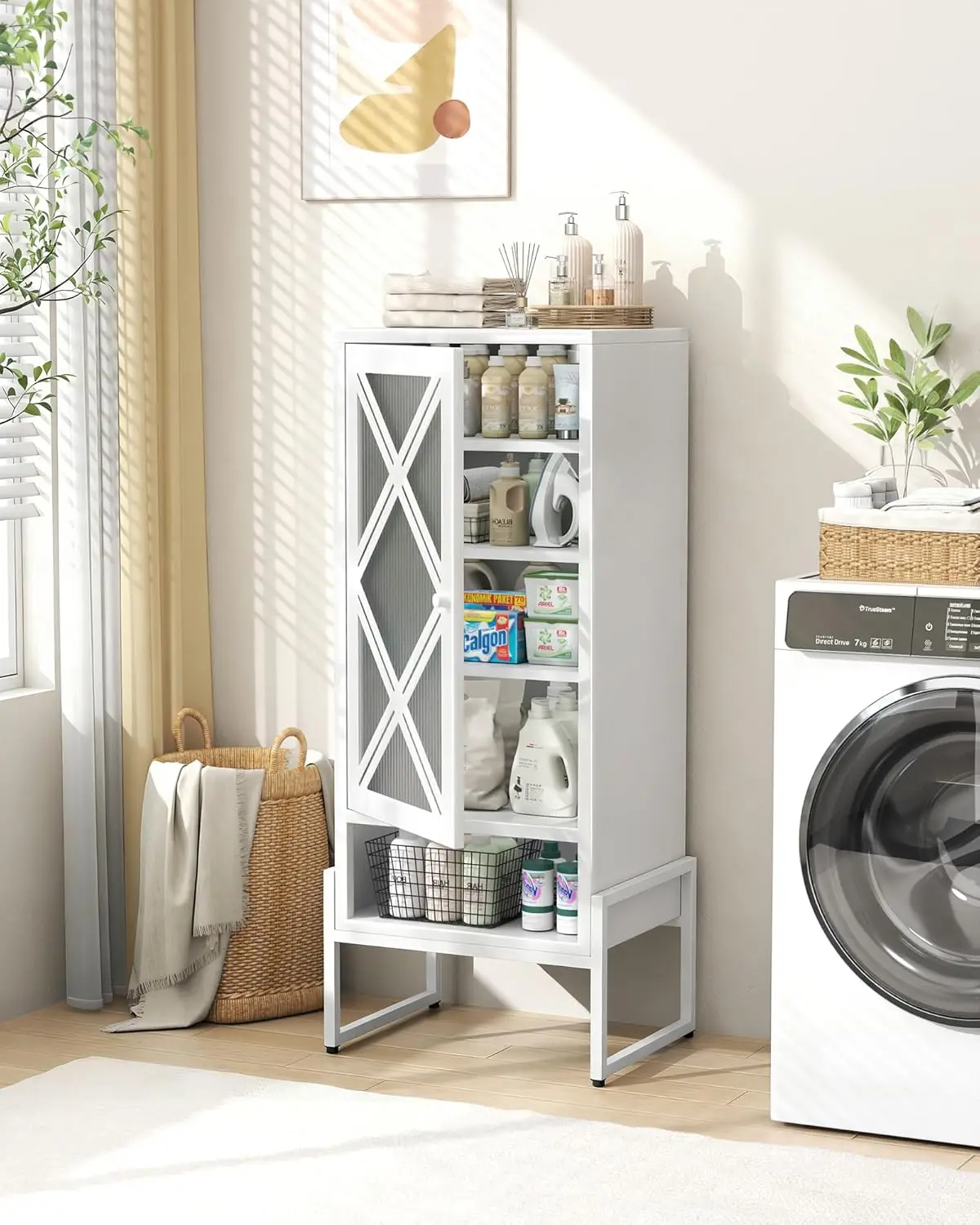 

Metal Storage Cabinet with Adjustable Shelves, 42.51"H Freestanding Organizer for Pantry, Kitchen, Bathroom &, Customized