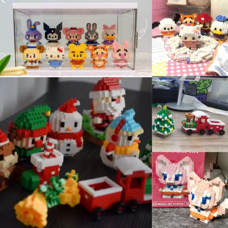 Regalos de Navidad, Micro bloques de construcción DIY, juego de dominó, Papá Noel, Reno, rompecabezas de vacaciones, ensamblaje de ladrillos, decoración de mesa, Juguetes