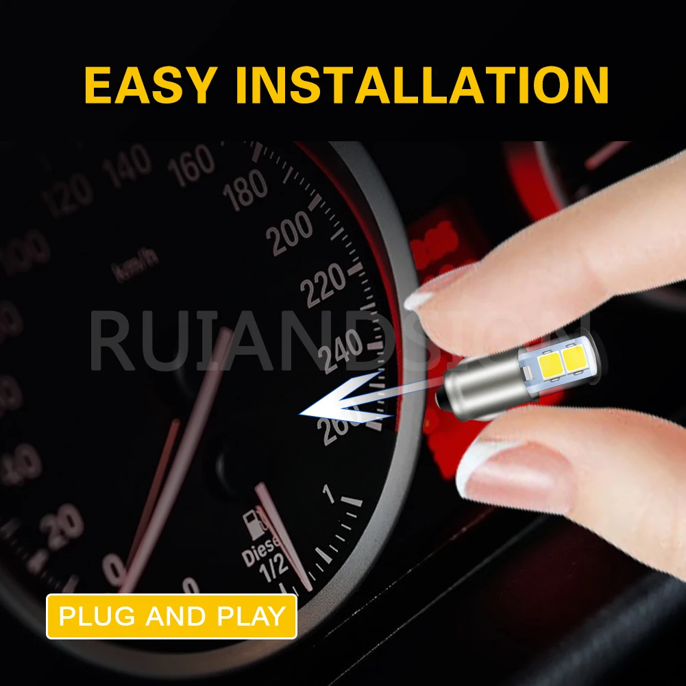 10Pcs BA7S T7 LED Car Light Bulbs Interior Instrument Panel Lamp Car Dash Board Lights DC 12V 6000K 4300K Blue Yellow Lamp Shade