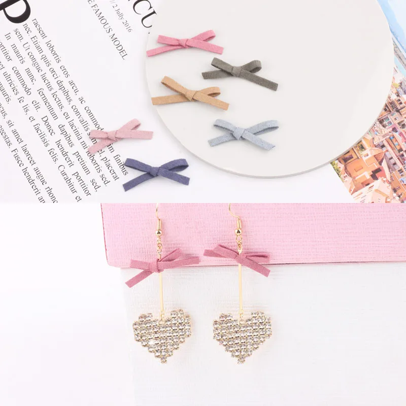 10pcs Diy Jewelry Accessories Earrings Hairpin Material Fresh Suede Small Bow Cute Temperament All-match Handmade Charms