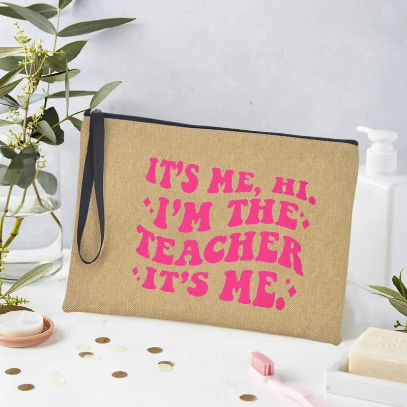 Es ist mir Hallo, ich bin der Lehrer, es ist mir Make-up-Tasche zurück zu Schullehrer Leben Kosmetik Fälle Vintage Grafik Lehrer Geschenk Brieftasche