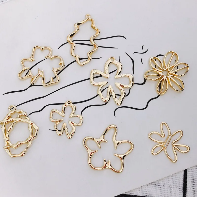 

10pcs Flower Pendants Jewelry Connector Hollow Golden Color Pendant Charms for DIY Earrings Necklace Jewelry Making Findings