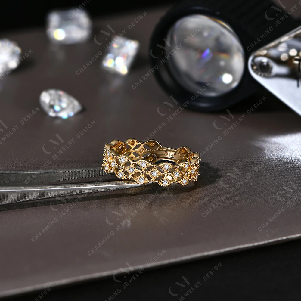 CHARMING 2024 Luxury D Color Solid K Gold Moissanite Ring for Women With Certificed Engagement Wedding High Quality Jewelry Gift
