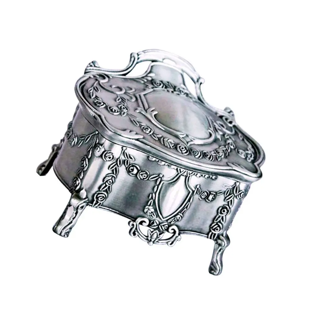 

Retro Embossed Metal Jewelry Storage Box Organizer for Earrings Necklaces Rings Trinkets Travel Jewelry Case Gift Box