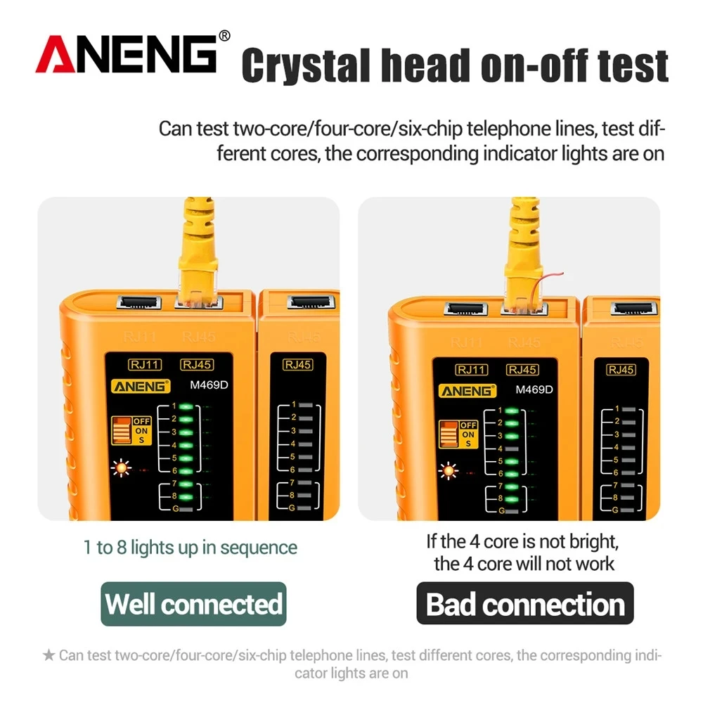 ANENG-Testeur de câble réseau M469D, outil de réparation réseau, RJ45 RJ11 RJ12 CAT5 UTP LAN