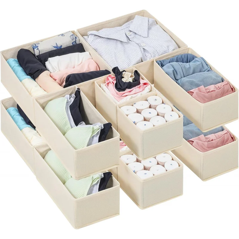 

12 Pack Organizers Baby Clothes, Foldable Drawer Dividers Bins Fabric Closet Cloth Storage Box for Underwear,