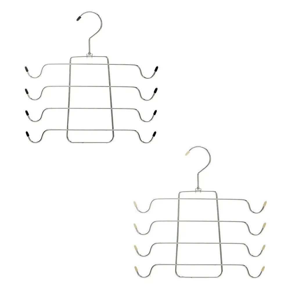 2Pcs Multi-Layer Hanger Sturdy Iron Chrome Closet Organizer for Underwear Scarf Tie Storage Space Saving Clothing Rack
