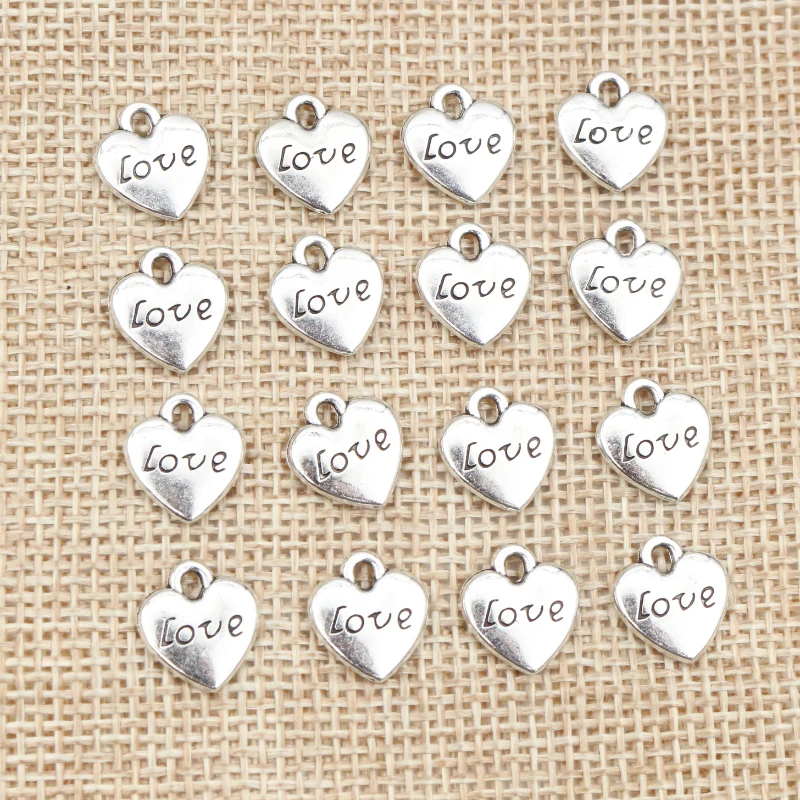 20pcs 11x10mm Antique Silver Plated Heart Handmade Charms Pendant:DIY for bracelet necklace