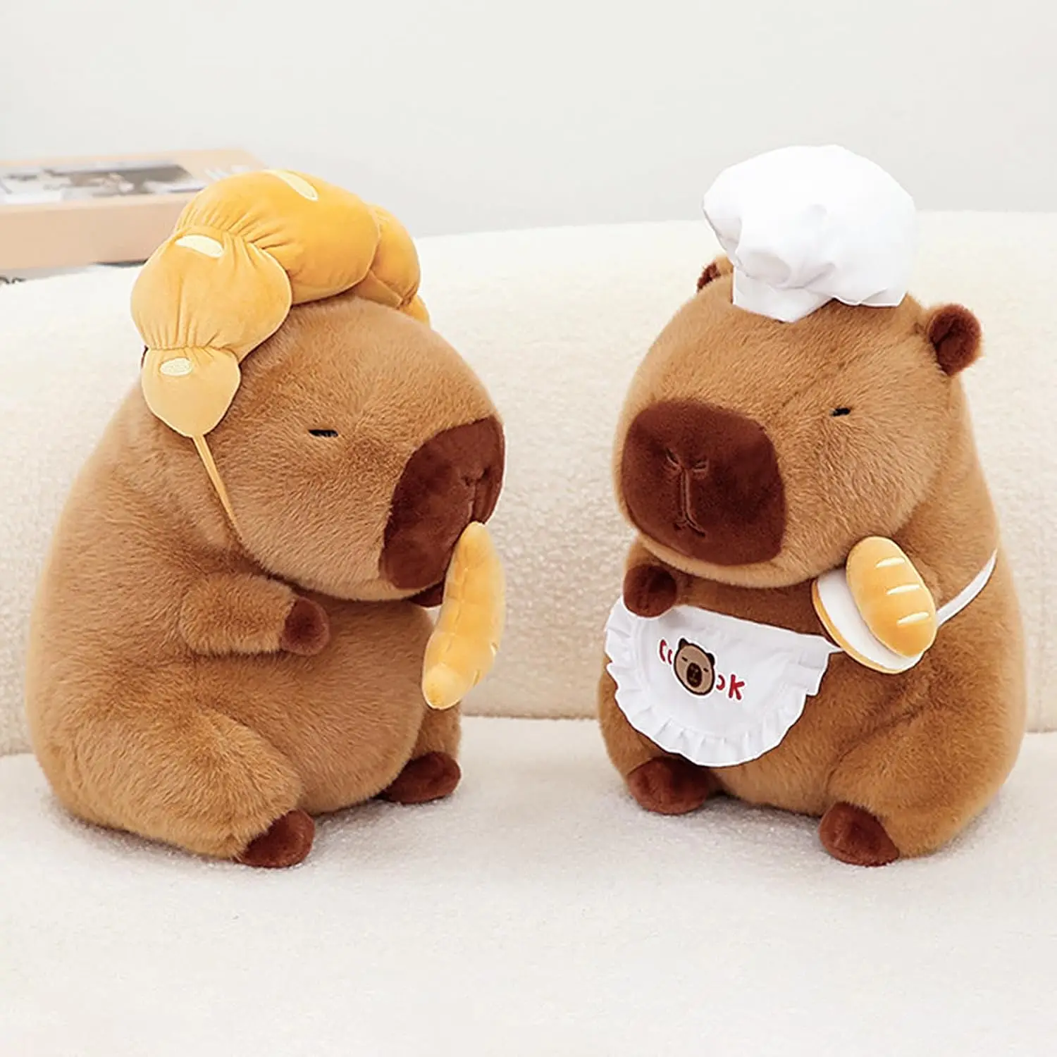 

Capybara Plush with Chef Hat Cute Bread Capibara Stuffed Animal Soft Food Plushies Toys Gifts for Kids Adults Brown