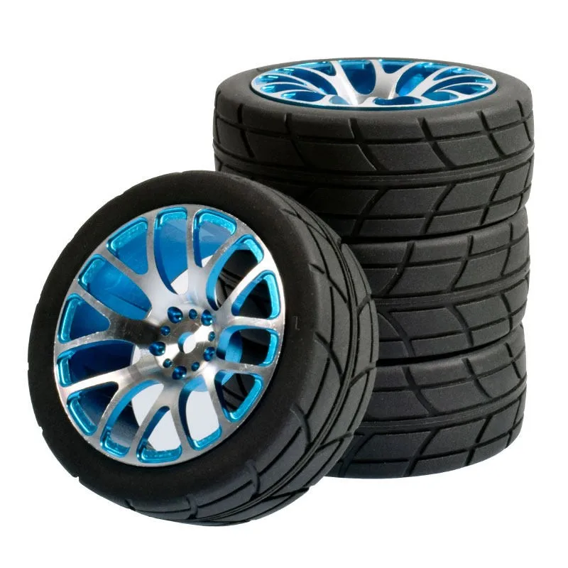 

1/10 Alloy Wheels & Tires Set, RC Car Replacement Parts for Tamiya TT02 TT01E XV01, Hpi RS4 FW06, Kyosho and HSP