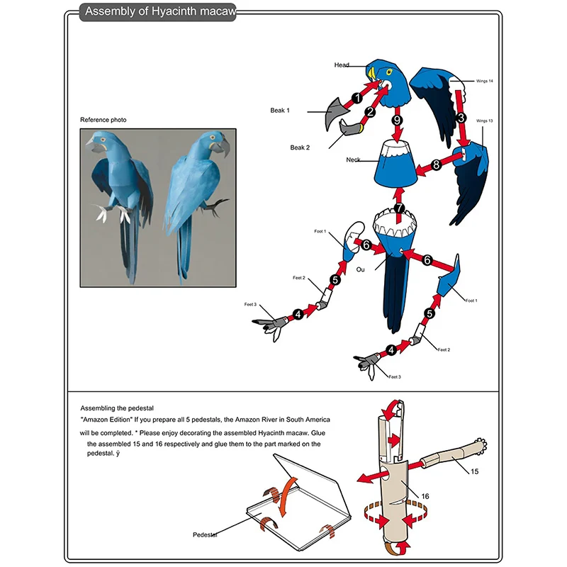 Xanh Dương Macaw Vẹt Chim Nghệ Thuật Origami Mini 3D Gấp Gọn Mô Hình Giấy Papercraft Hình Con Vật Tự Làm Cho Trẻ Em Và Người Lớn Tay Đồ Chơi Thủ Công QD-294