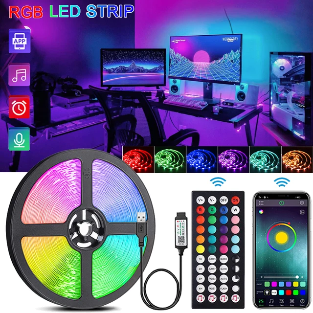 Taśma LED RGB Synchronizacja muzyki USB 5V Zdalne sterowanie Wstążka LED Elastyczna lampa do pokoju Impreza TV Biurko Sypialnia Dekoracja