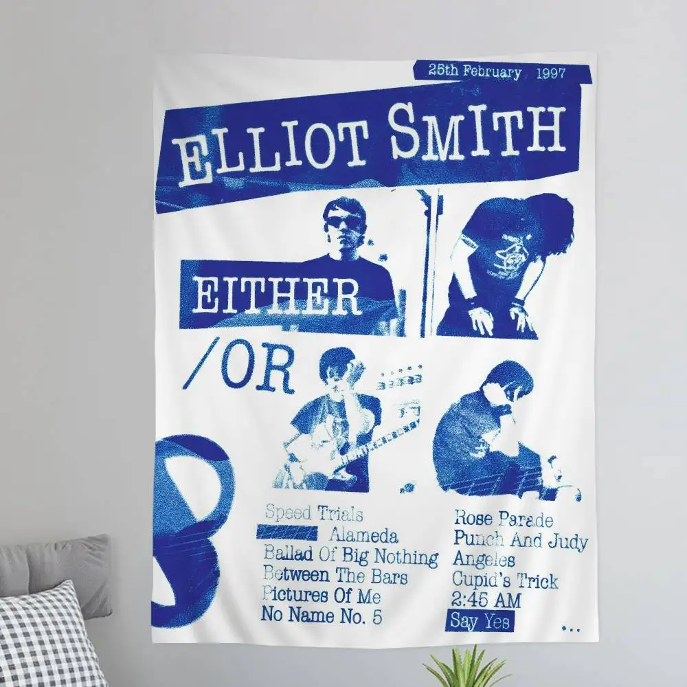 Singer Elliott Smith Classic Anime DIY Wall Tapestry Hanging Tarot Hippie Wall Rugs Dorm INS Home Decor