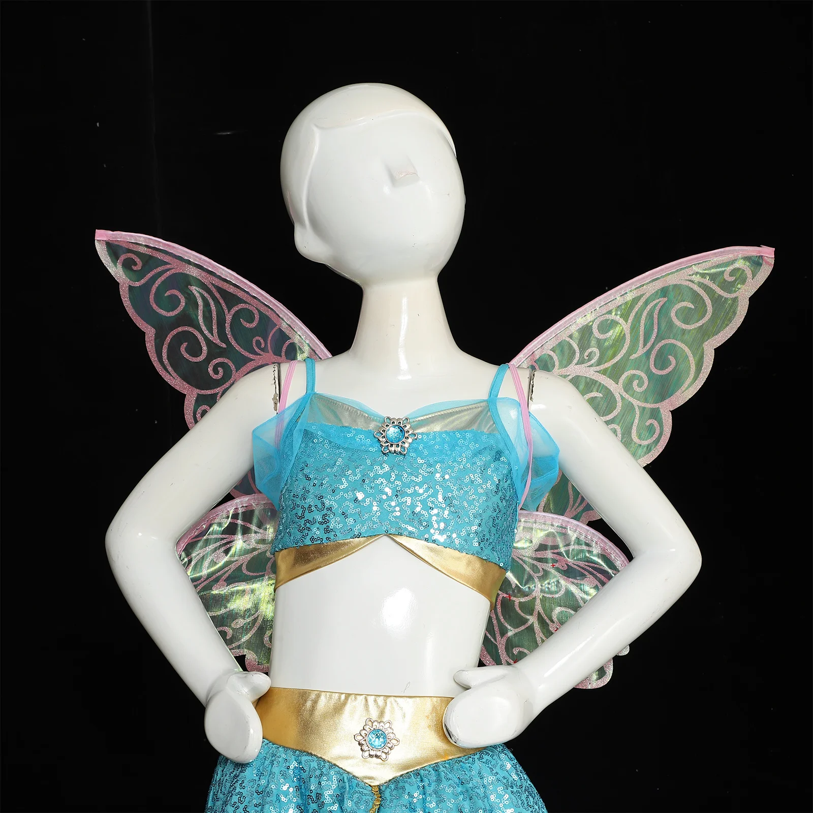 Disfraz de ala de hada degradada para mujer, elfo, Ángel, alas de mariposa, princesa para Cosplay, vestido de fiesta de Halloween, accesorios de escenario para Festival