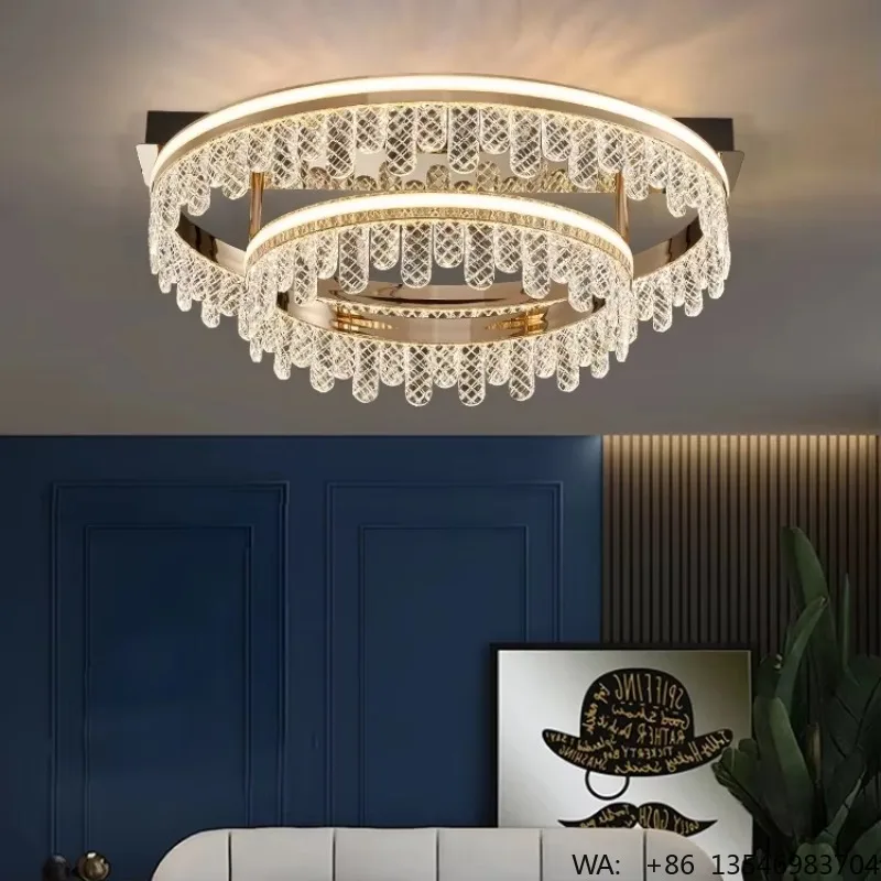 Luxury Design Surface Mount Dimmable Crystal LED Ceiling Light for Bedroom Living Room