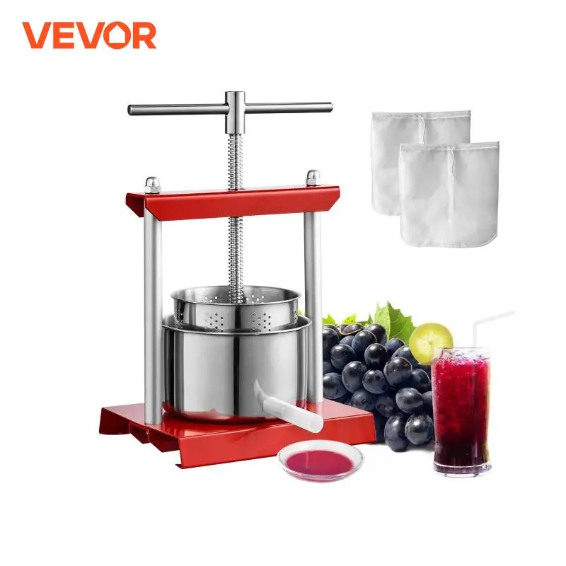 

VEVOR 2L 3L 3.36L Manual Fruit Press Stainless Steel Household Manual Squeezer Cider Vegetables Juice Extractor for Home Kitchen