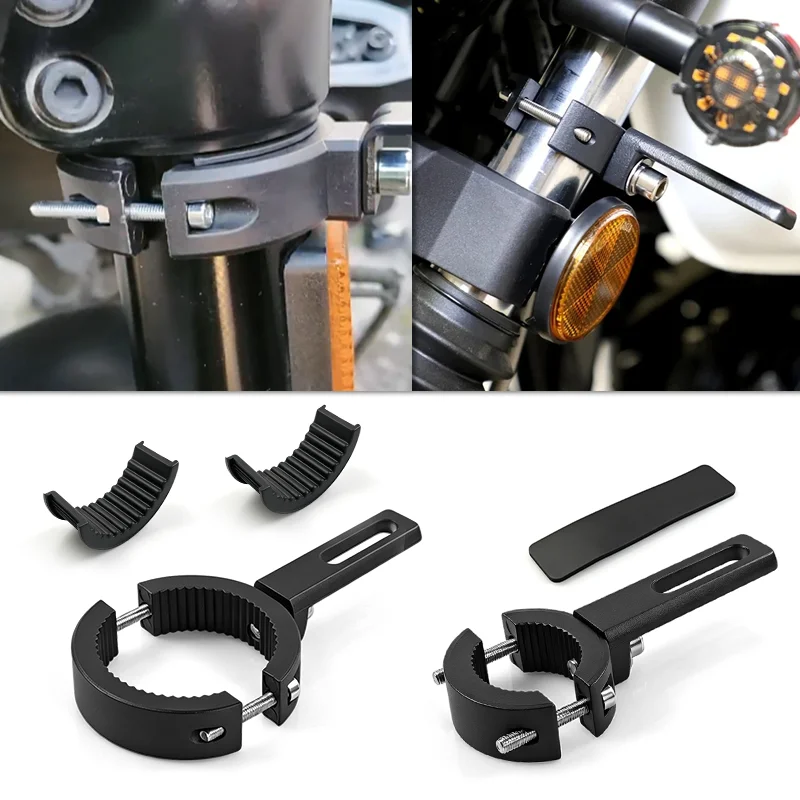 Zusätzliche LED-Motorradbeleuchtung Halterung Moto-Scheinwerfer-Halter Motorrad-Scheinwerferhalterung Vordergabel-Klemmhalterung – Detail 13