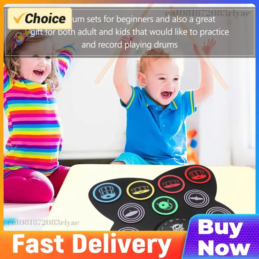

Tabletop Drum Set Pedal Controller Pad Digital Drum Kit with Drum Sticks Touch Sensitivity Great Holiday Birthday Gift for Kids