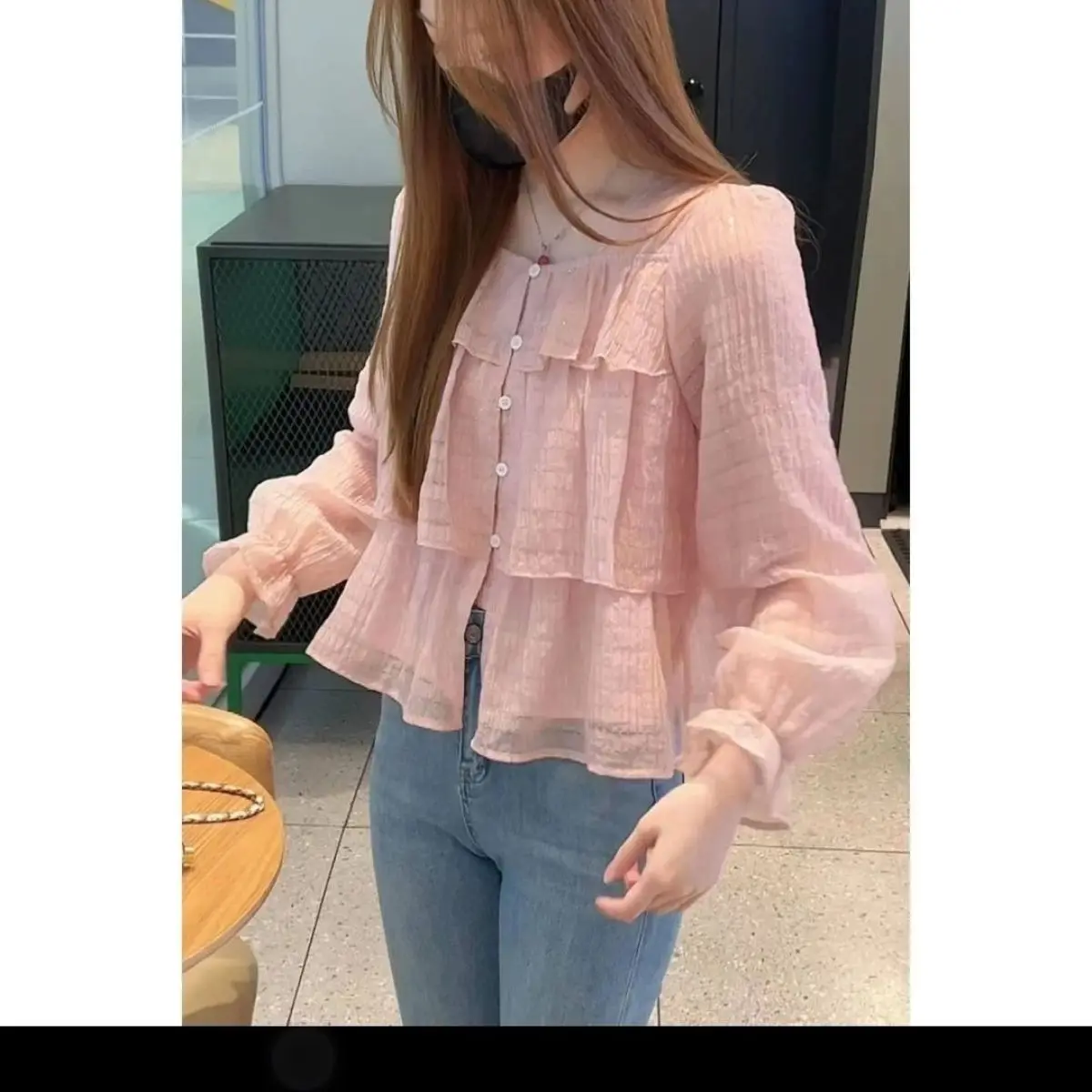 Camisa chique de manga comprida feminina, top solto de emagrecimento, roupa versátil, estilo francês, popular, bonita, casual, primavera, outono, nova